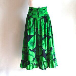 Kenzo Paris Bright Green Flounced Cotton Skirt - France
